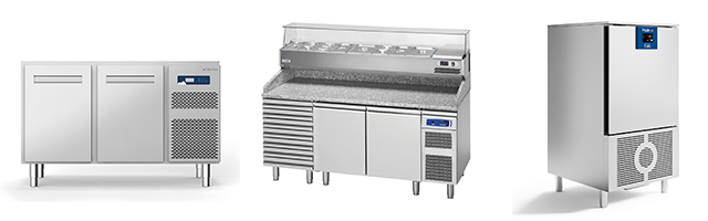 Gruppe E GN-Kühltische, GN-Tiefkühltische, Saladetten, Kühlaufsätze, Pizzatische, Bäckereikühltische, Schockkühler, Schockfroster