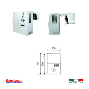 Monoblock für Wandmontage - Einhängemodell - für Kühlzelle - Mod. KBA 11 NE - Kältemittel R455a - Bauform 1 - Normalkühlung - bis zu 7 m³