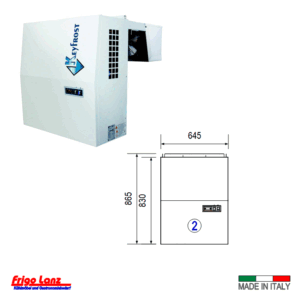 Monoblock für Wandmontage - Einhängemodell - für Kühlzelle - Mod. KBA 21 NE - Kältemittel R455a - Bauform 2 - Normalkühlung - bis zu 18 m³