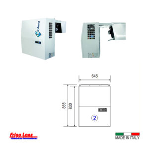 Monoblock für Wandmontage - Einhängemodell - für Kühlzelle - Mod. KBA 21 NE - Kältemittel R455a - Bauform 2 - Normalkühlung - bis zu 18 m³