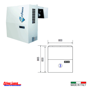 Monoblock für Wandmontage - Einhängemodell - für Kühlzelle - Mod. KBA 24 NE - Kältemittel R455a - Bauform 3 - Normalkühlung - bis zu 23 m³