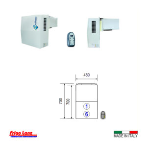 Monoblock für Wandmontage - Stopfer - für Kühlzelle - Mod. KBF 11 NE - Kältemittel R455a - Bauform 1 - Normalkühlung - bis zu 7 m³