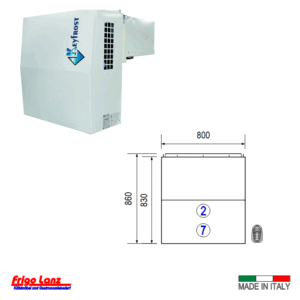 Monoblock für Wandmontage - Stopfer - für Kühlzelle - Mod. KBF 21 NE - Kältemittel R455a - Bauform 2 - Normalkühlung - bis zu 18 m³