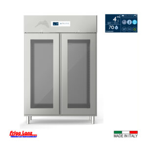 doppeltüriger Glastür-Kühlschrank GN 2/1 steckerfertig -  Mod. MM 140 TNV  -  Temp. -2°/+8°C   Abm.: 1400 x 830 x 2080 /H mm   Fabr. POLARIS  -  Serie MasterMax