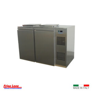 Konfiskatkühler eigengekühlt - Mod. RW 2 RD - ohne Boden - steckerfertig mit 2 Drehtüren und Aggregatfach rechts, Abm.: 1750 x 885 x 1210 /H mm, Fassungsvermögen: 2 Stk Mülltonnen á 120 oder 240 lt, Fabr. PRIMAX