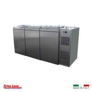 Konfiskatkühler eigengekühlt - Mod. RW 3 RD - ohne Boden - steckerfertig mit 3 Drehtüren und Aggregatfach rechts, Abm.: 2400 x 885 x 1210 /H mm, Fassungsvermögen: 3 Stk Mülltonnen á 120 oder 240 lt, Fabr. PRIMAX